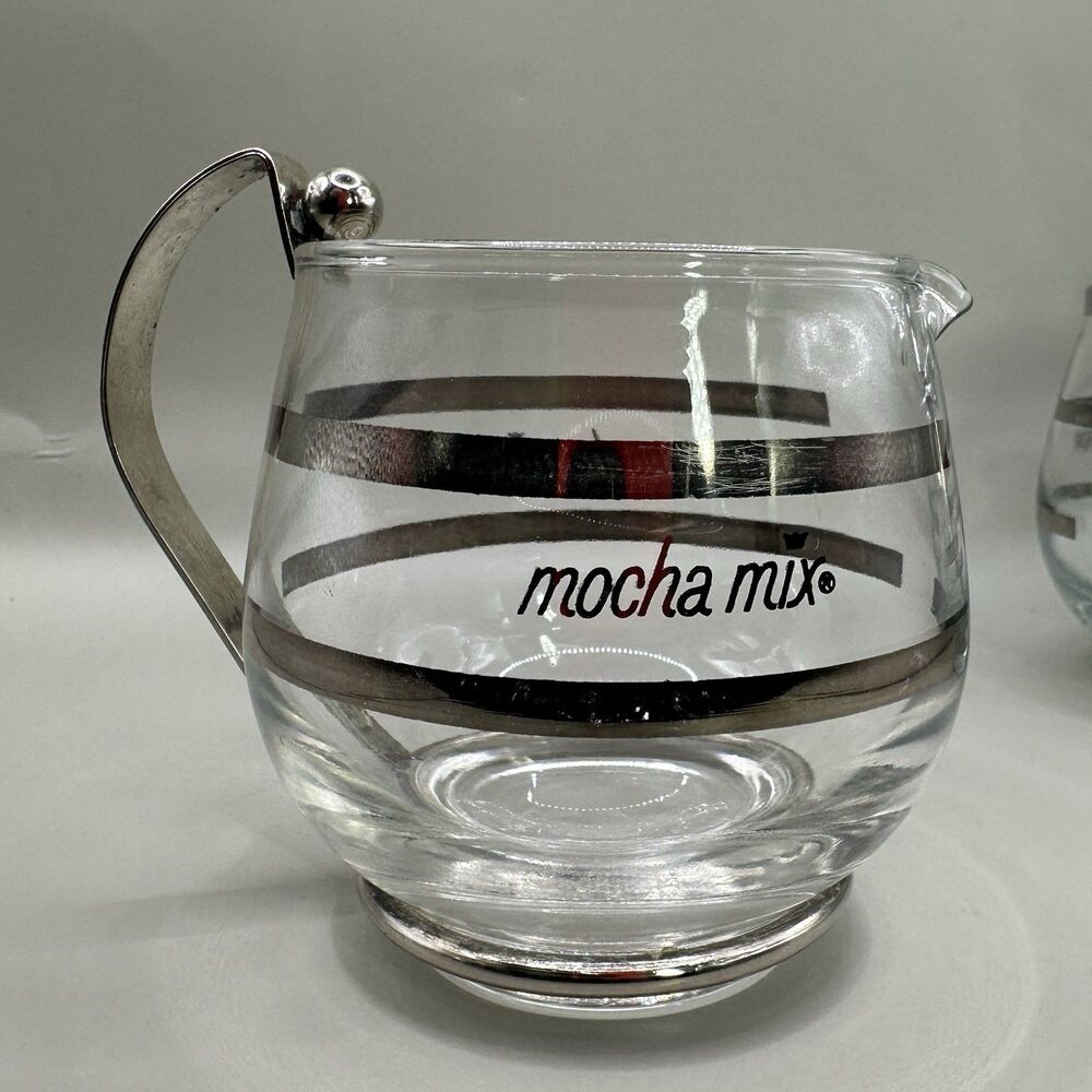 Vintage Mocha Mix Clear Glass Creamer Pitcher Presto Inc Kosher RARE Advertising